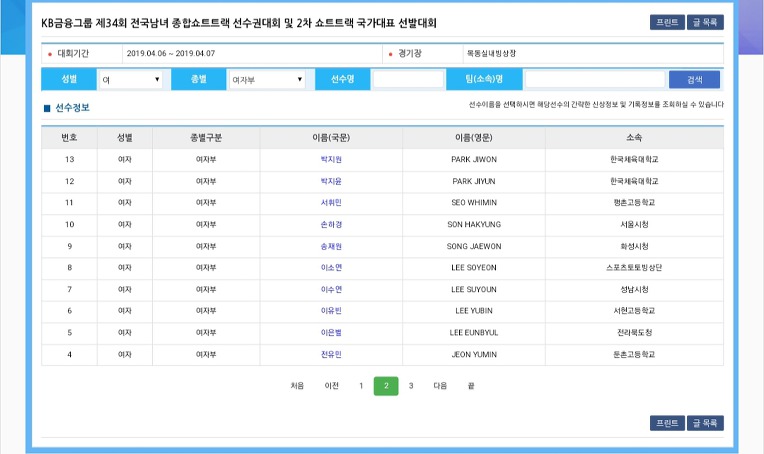 [쇼트트랙] 2019/20 시즌 쇼트트랙 국가대표 선발대회 2019 2차 04/06~07   #목동 
